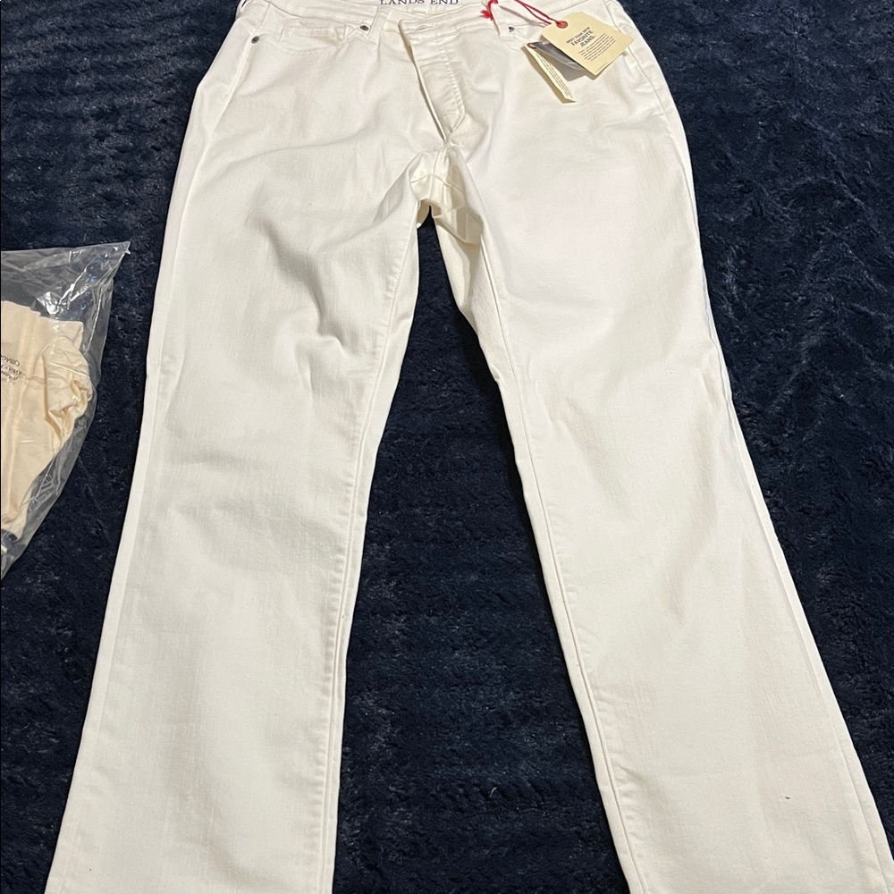 Lands' End Classic White Jeans